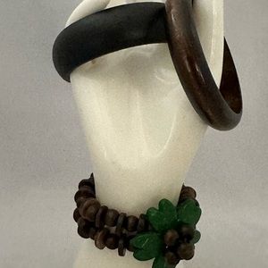 Three vintage wooden bracelets